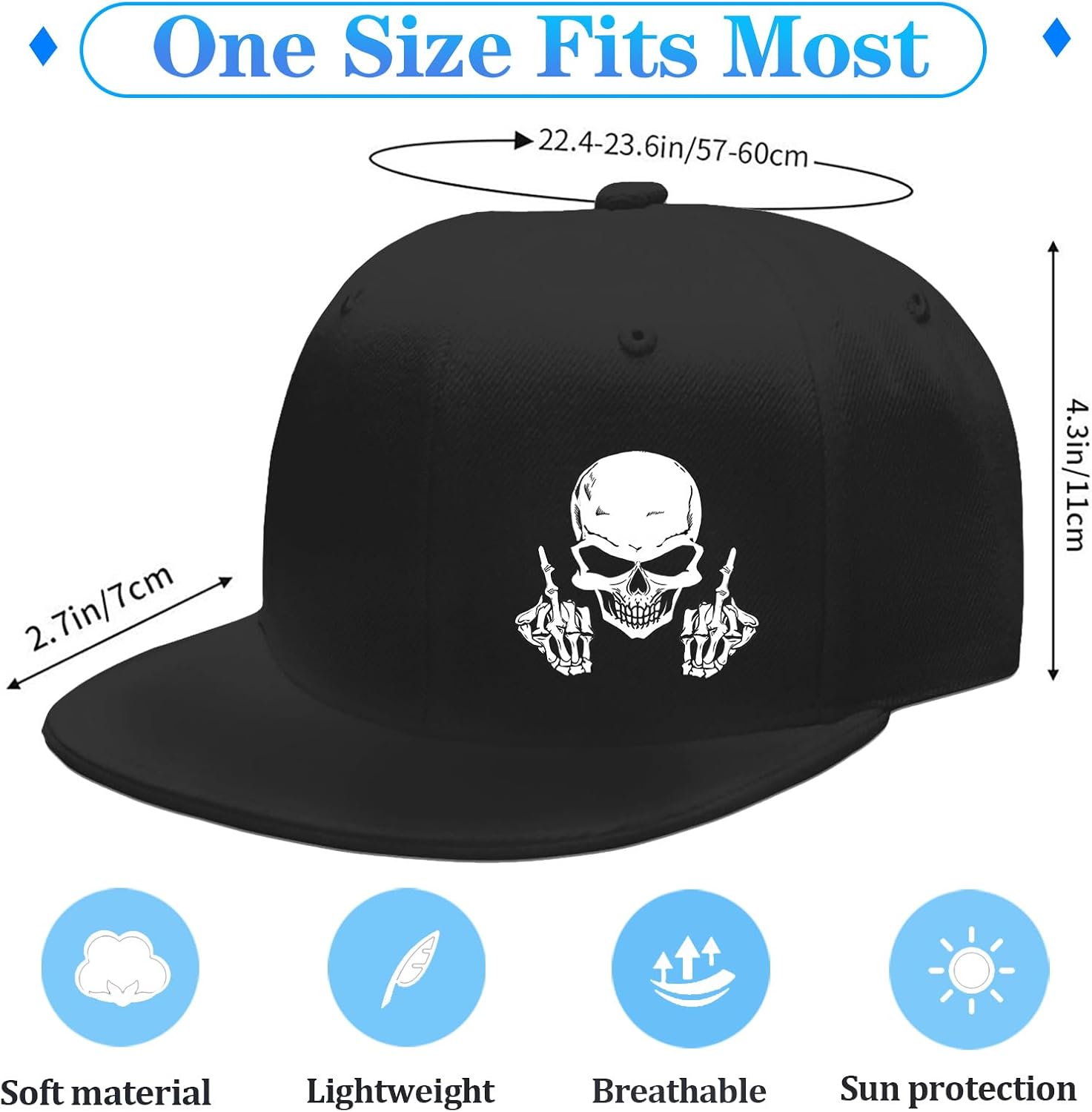 Skull Middle Finger Snapback H - Snapback Hat Flat recension och pris