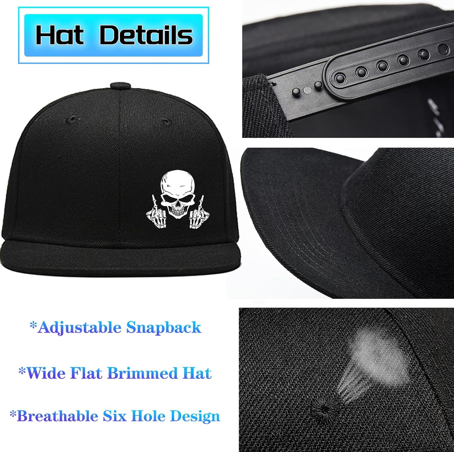 Skull Middle Finger Snapback H - Snapback Hat Flat recension och pris