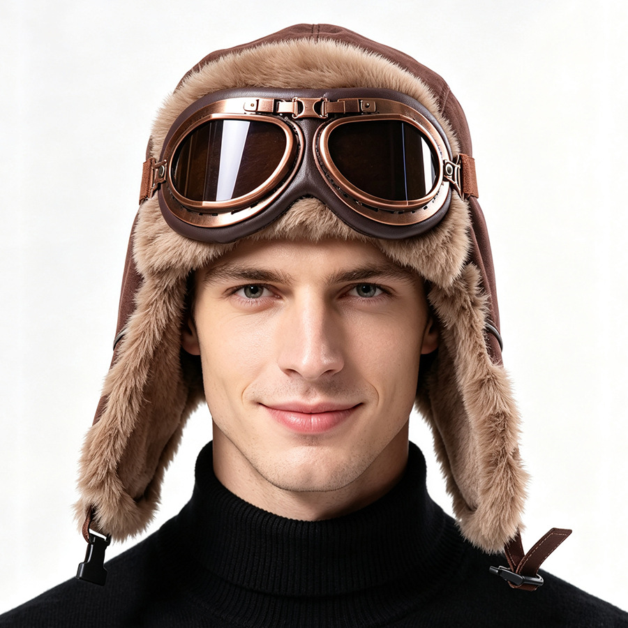 Vintage Aviator Hat with Goggl - Winter Trapper Hat recension och pris